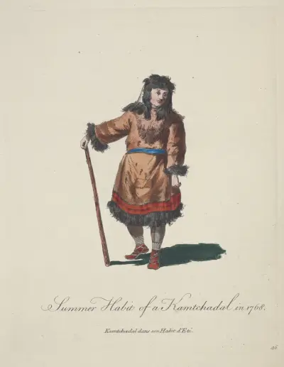 Letní oděv Kamčadala, 1768, Charles Grignion