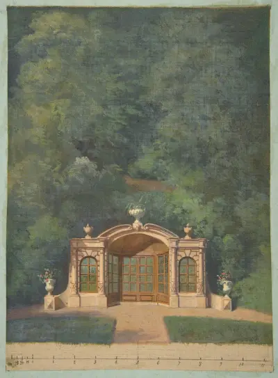 A garden pavilion in a forested landscape av Jules-Edmond-Charles Lachaise