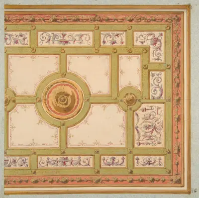 Alternative designs for the painted decoration of a ceiling av Jules-Edmond-Charles Lachaise