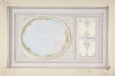 Takdekor för hertiginnan av Newcastles 'Petit Salon', Hôtel Hope av Jules-Edmond-Charles Lachaise