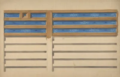 Design för kassettak med målade paneler av Jules-Edmond-Charles Lachaise