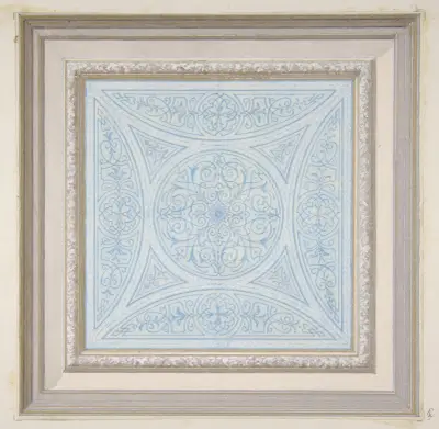 Design for a ceiling paianted in filagree patterns av Jules-Edmond-Charles Lachaise