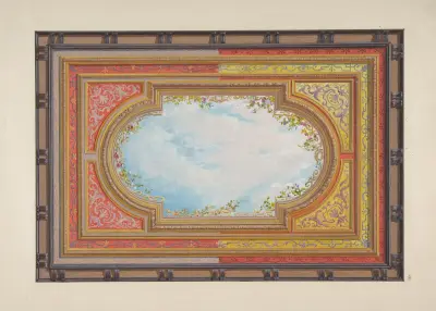 Takdekoration med trompe l’oeil-moln av Jules-Edmond-Charles Lachaise