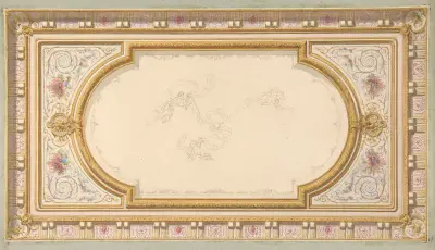 Takdekor med band och putti av Jules-Edmond-Charles Lachaise