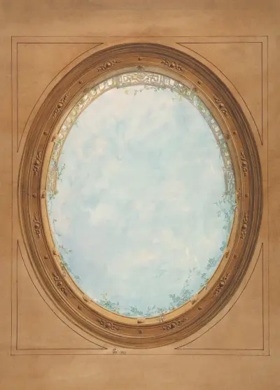 Tak med trompe l'oeil-balustrad och himmel av Jules-Edmond-Charles Lachaise