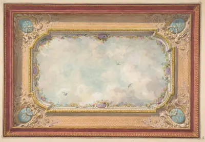 Takdekor med trompe l'oeil-himmel av Jules-Edmond-Charles Lachaise