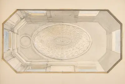 Design för ett koffrerat tak (1800-talet) av Jules-Edmond-Charles Lachaise