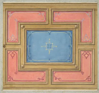 Design for a paneled ceiling av Jules-Edmond-Charles Lachaise