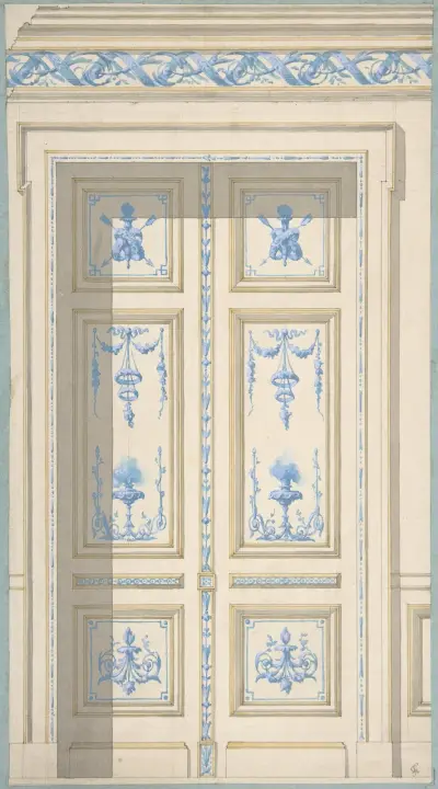 Förslag till sovrumsdörrar, Hôtel de Jagan av Jules-Edmond-Charles Lachaise