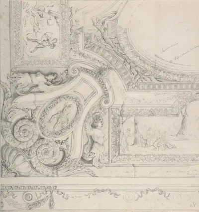Takdesign för Fontainebleau (1800-talet) av Jules-Edmond-Charles Lachaise