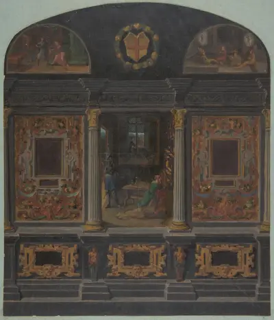 Design for painted wall decoration in the Château de Lude, Sarthe av Jules-Edmond-Charles Lachaise