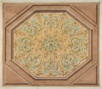 Design för dekoration av sexkantigt tak med rinceaux av Jules-Edmond-Charles Lachaise