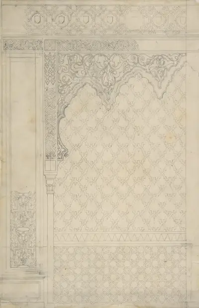 Design för väggdekoration med islamiska motiv (1800-tal) av Jules-Edmond-Charles Lachaise