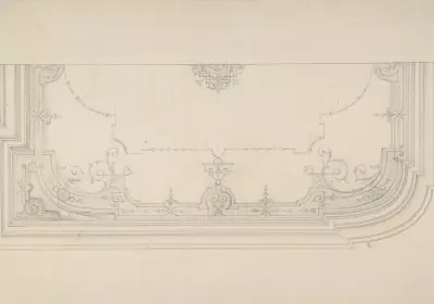 Design for the decoration of a wiling with strapwork and rinceaux av Jules-Edmond-Charles Lachaise