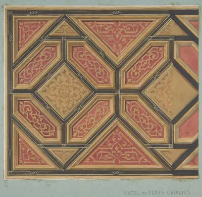 Takdekor för Hôtel de Pless, Berlin, eller Château de Cangé i Loire (1800-talet) av Jules-Edmond-Charles Lachaise