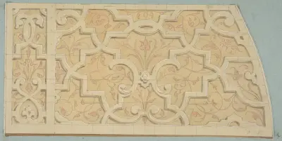 Design for the decoration of the stairway in the Chateau d’Ognon of M. de Machy (Oise, France) av Jules-Edmond-Charles Lachaise