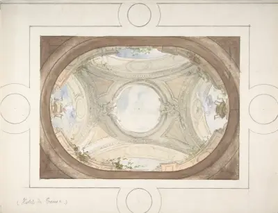 Design för trompe l'œil-tak i matsalen, Hôtel de Trévise av Jules-Edmond-Charles Lachaise