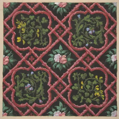 Mönster för tapet med blommor och rutverk av Jules-Edmond-Charles Lachaise
