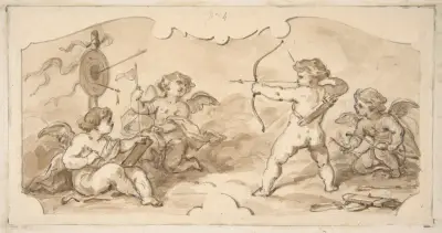 Design av putti i lek av Jules-Edmond-Charles Lachaise