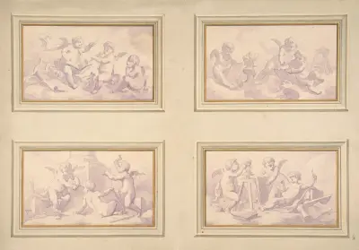 Entwürfe mit Allegorien der Künste von Jules-Edmond-Charles Lachaise