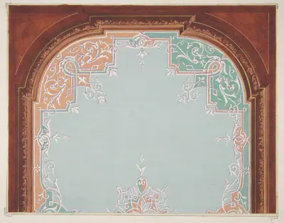 Designs for a painted ceiling with filagree borders av Jules-Edmond-Charles Lachaise