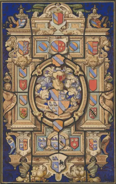 Heraldiska motiv för Château Mouchy (Oise) av Jules-Edmond-Charles Lachaise