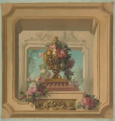 Trompe l'oeil-design för ett tak av Jules-Edmond-Charles Lachaise