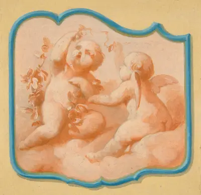 Två putti på moln av Jules-Edmond-Charles Lachaise