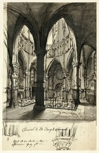 Koret i Temple Church av Augustus Charles Pugin
