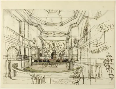 Study for Court of Common Pleas, Westminster Hall, from Microcosm of London av Augustus Charles Pugin