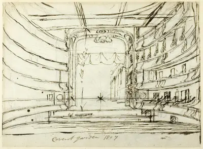 Studie för Covent Garden Theatre, ur Microcosm of London av Augustus Charles Pugin