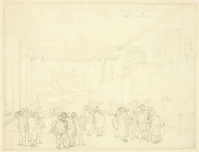 Study for Excise Office, Broad Street, from Microcosm of London av Augustus Charles Pugin