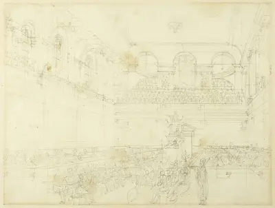 Study for Foundling Hospital, the Chapel, from Microcosm of London av Augustus Charles Pugin