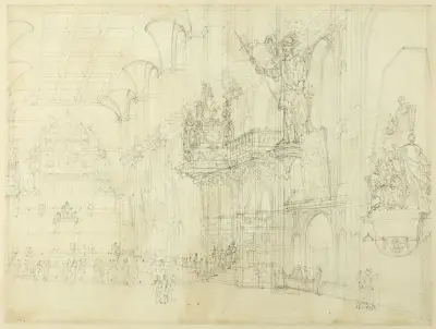Study for Guild Hall, from Microcosm of London av Augustus Charles Pugin