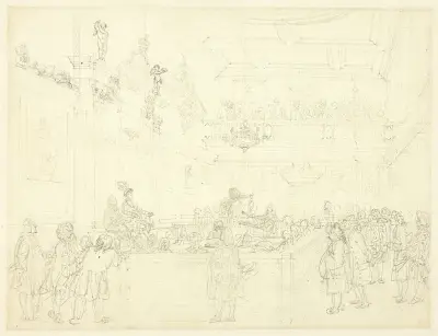 Study for Herald’s College, The Hall, from Microcosm of London av Augustus Charles Pugin