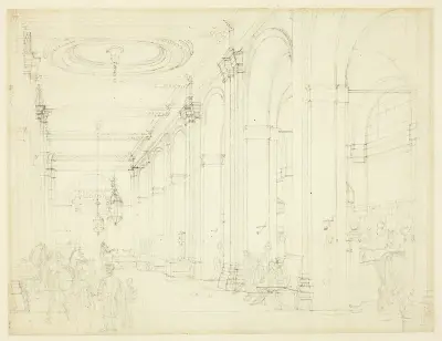 Study for King’s Mews, Charing Cross, from Microcosm of London av Augustus Charles Pugin