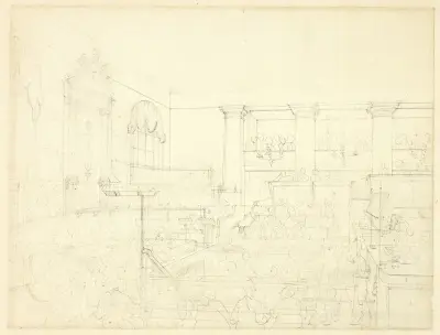 Study for Old Bailey, from Microcosm of London av Augustus Charles Pugin