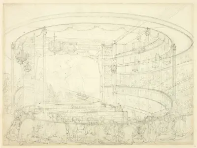 Study for Sadlers Wells Theater, 1809 – nr 2 av Augustus Charles Pugin