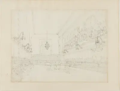 Study for The Hall, Blue Coat School, from Microcosm of London av Augustus Charles Pugin