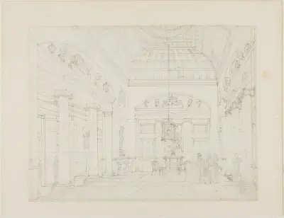 Study for The Hall, Carlton House, from Microcosm of London av Augustus Charles Pugin