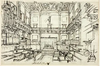 Studie för Whitehall Chapel, från Microcosm of London av Augustus Charles Pugin