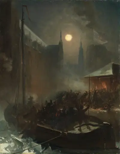 Der Torfschiff von Breda, Anno 1590 von Charles Rochussen