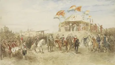 Het vertrek van het Spaanse garnizoen uit Den Bosch na de overgave aan Frederik Hendrik in 1629 av Charles Rochussen