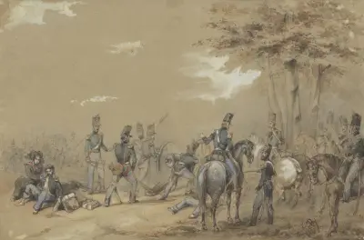 Infanterie in gevecht av Charles Rochussen