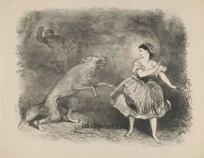 Scene from the ballet ‘Little Red Riding Hood and the Wolf’ av Charles Rochussen