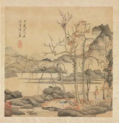 Daoist and Crane in Autumn Landscape av Chen Hongshou