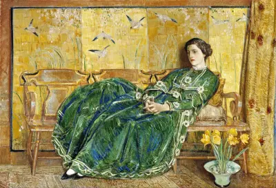 April (Das grüne Kleid) von Childe Hassam