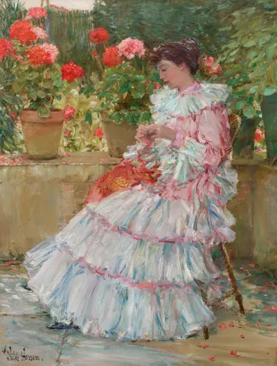 Geraniums av Childe Hassam