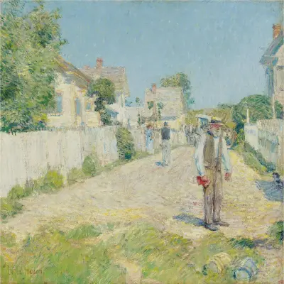 Street In Gloucester av Childe Hassam