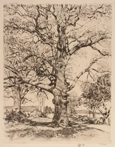 Eichen bei der Wayside Inn im Frühling von Childe Hassam